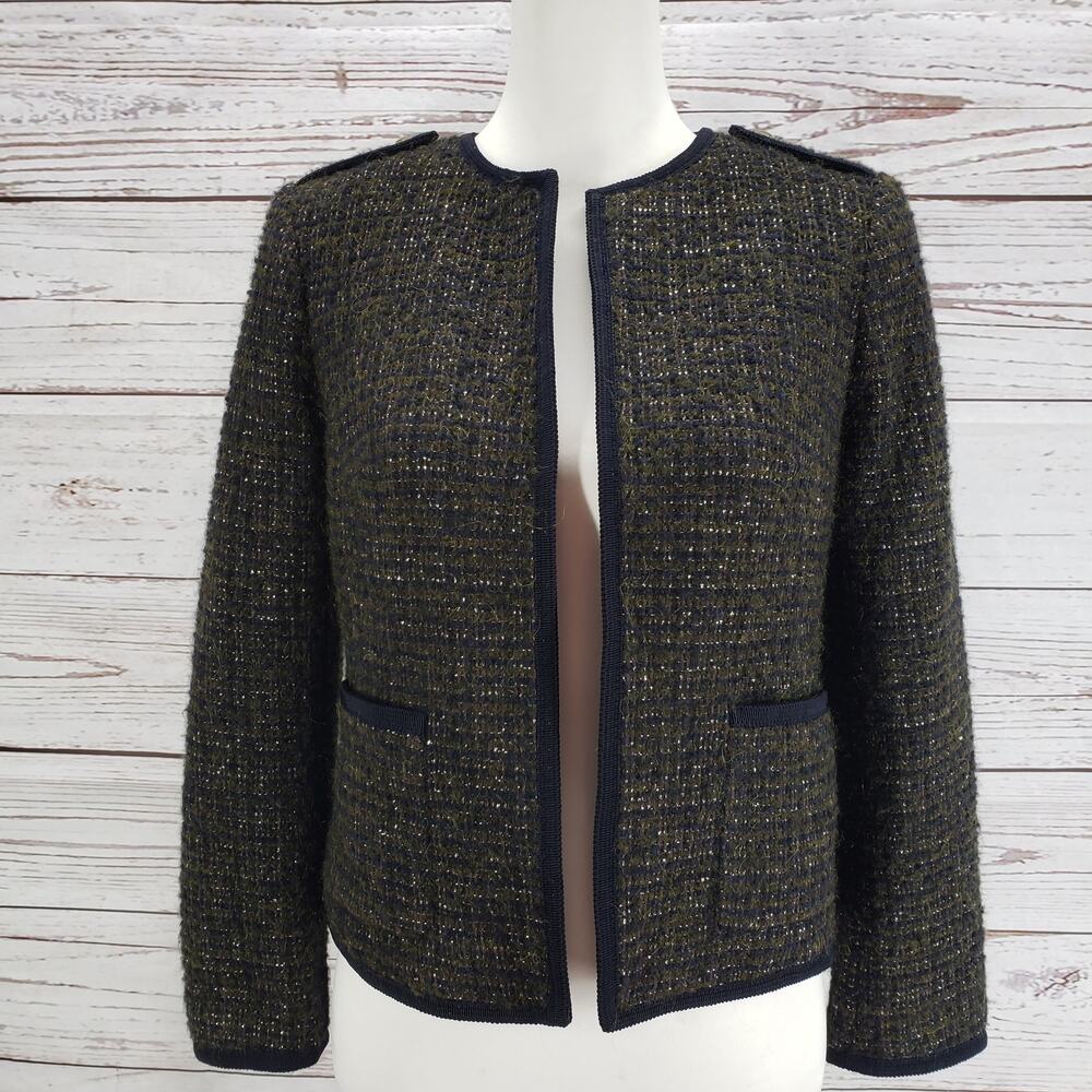 Talbots Women's Tweed Metallic Wool Alpaca Blend Blazer Jacket Size 2Petites